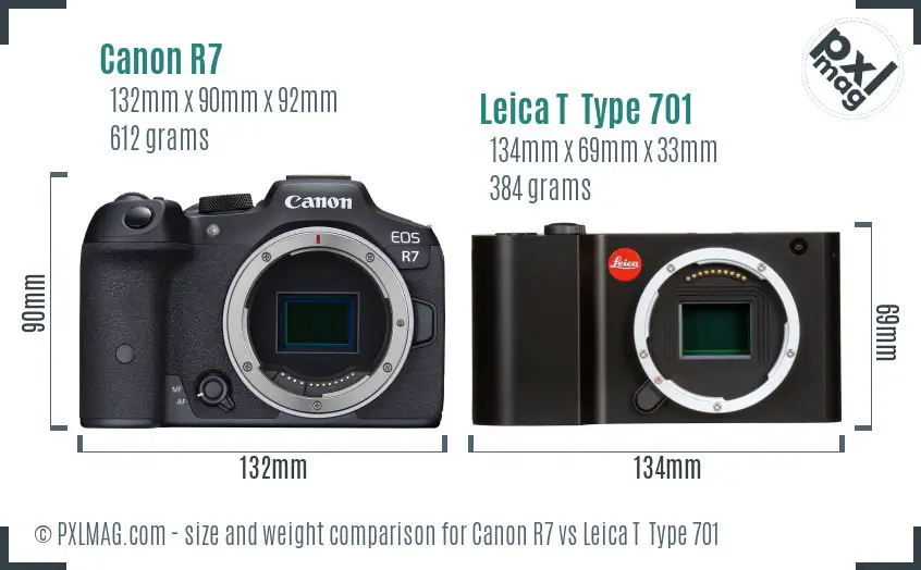 Canon R7 vs Leica T  Type 701 size comparison