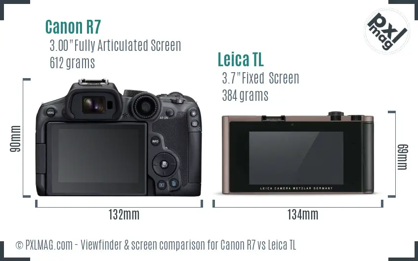 Canon R7 vs Leica TL Screen and Viewfinder comparison