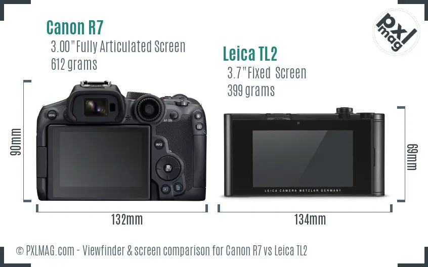 Canon R7 vs Leica TL2 Screen and Viewfinder comparison