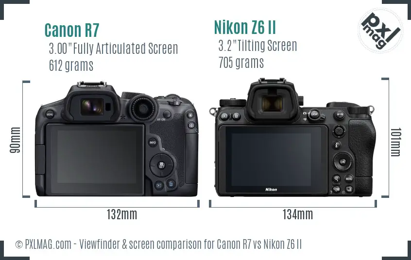 Canon R7 vs Nikon Z6 II Screen and Viewfinder comparison