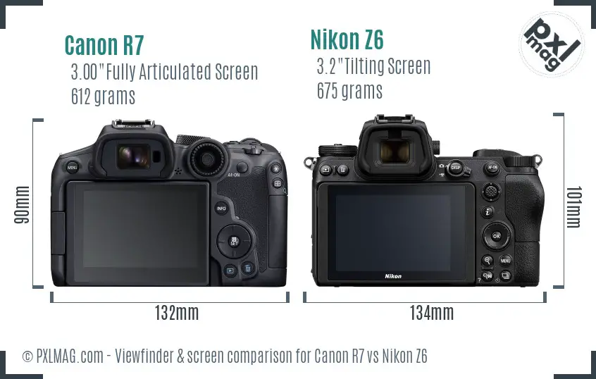 Canon R7 vs Nikon Z6 Screen and Viewfinder comparison