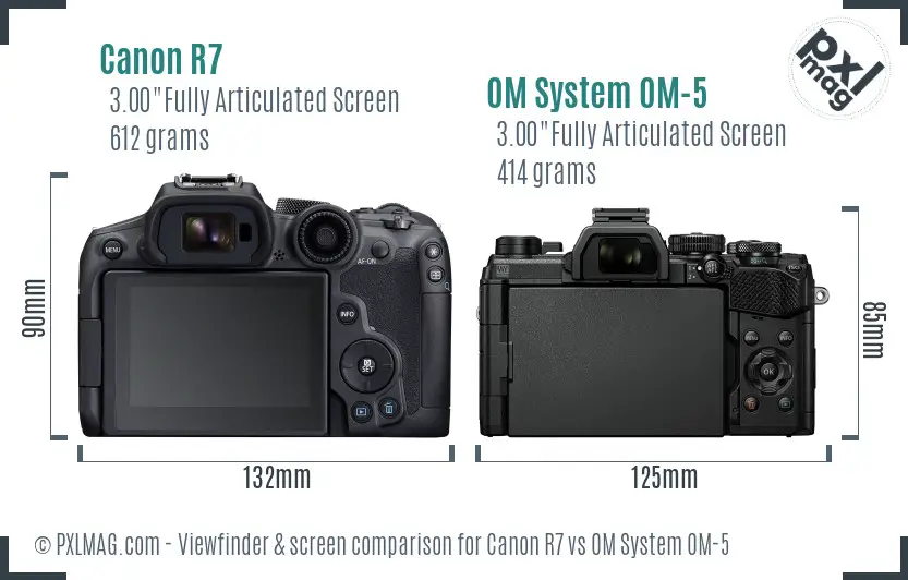 Canon R7 vs OM System OM-5 Screen and Viewfinder comparison