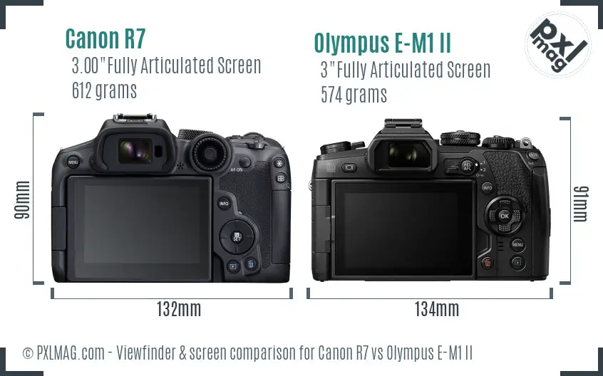 Canon R7 vs Olympus E-M1 II Screen and Viewfinder comparison