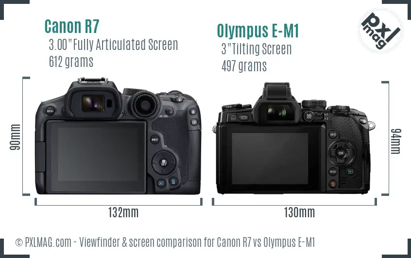 Canon R7 vs Olympus E-M1 Screen and Viewfinder comparison