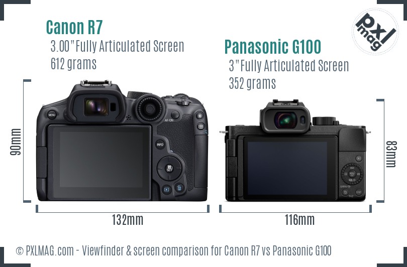 Canon R7 vs Panasonic G100 Screen and Viewfinder comparison