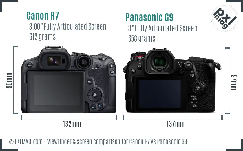 Canon R7 vs Panasonic G9 Screen and Viewfinder comparison