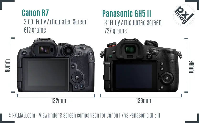 Canon R7 vs Panasonic GH5 II Screen and Viewfinder comparison