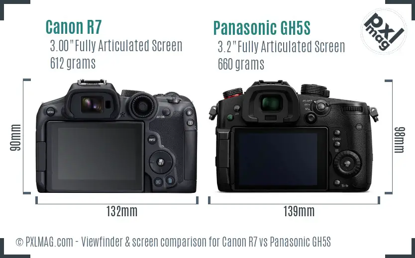 Canon R7 vs Panasonic GH5S Screen and Viewfinder comparison