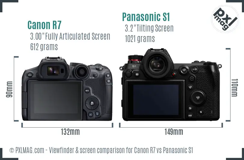 Canon R7 vs Panasonic S1 Screen and Viewfinder comparison