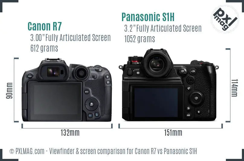 Canon R7 vs Panasonic S1H Screen and Viewfinder comparison
