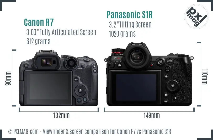 Canon R7 vs Panasonic S1R Screen and Viewfinder comparison Canon R7 vs Panasonic S1R Screen and Viewfinder comparison