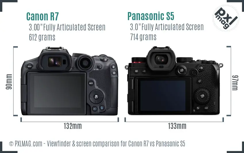 Canon R7 vs Panasonic S5 Screen and Viewfinder comparison