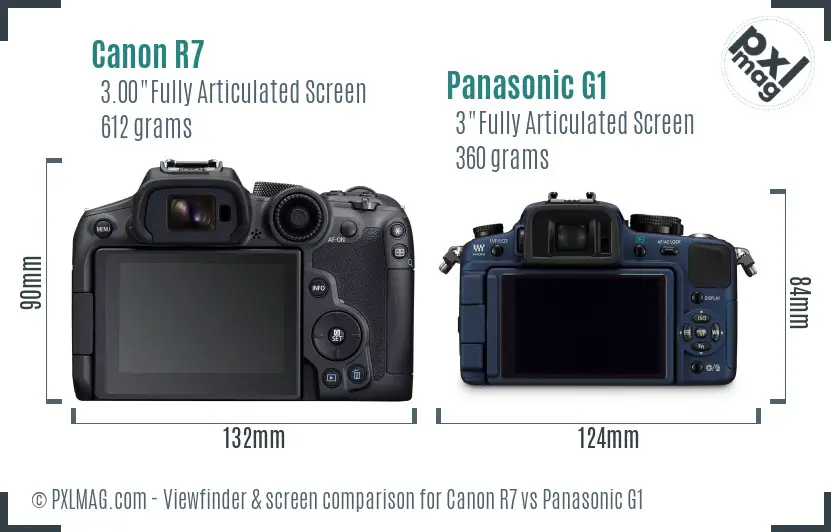 Canon R7 vs Panasonic G1 Screen and Viewfinder comparison Canon R7 vs Panasonic G1 Screen and Viewfinder comparison