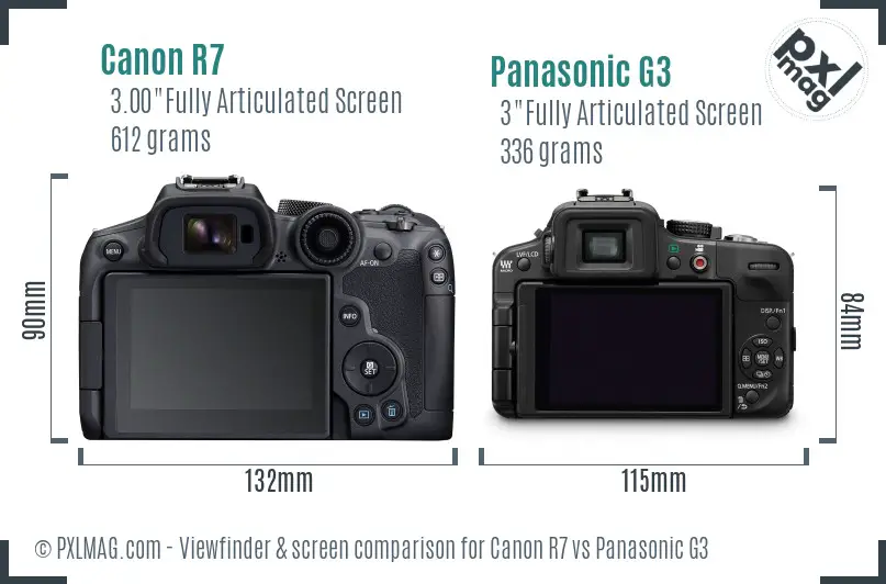 Canon R7 vs Panasonic G3 Screen and Viewfinder comparison