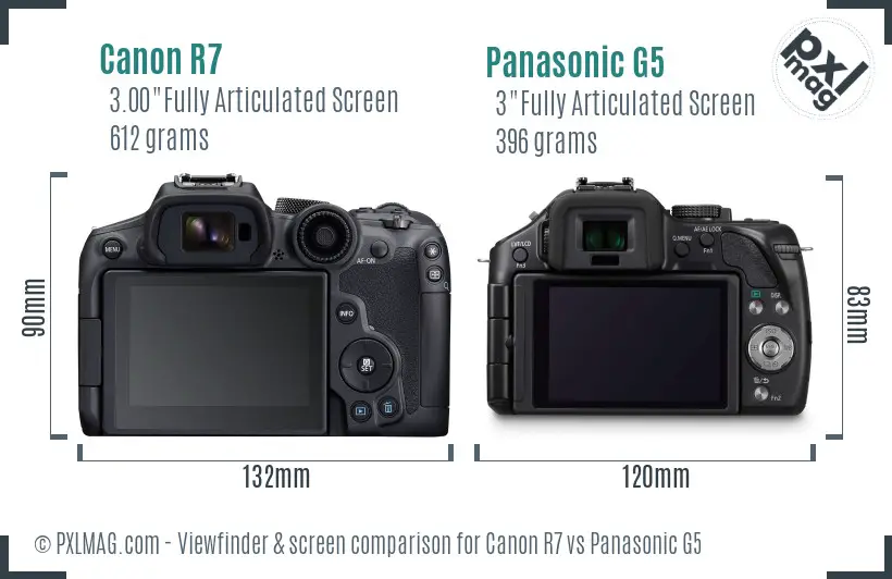 Canon R7 vs Panasonic G5 Screen and Viewfinder comparison