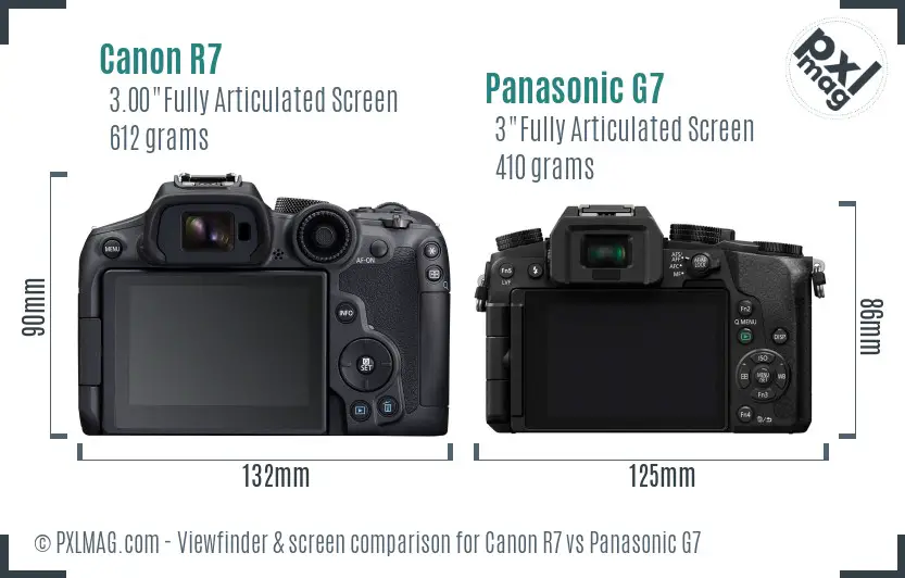 Canon R7 vs Panasonic G7 Screen and Viewfinder comparison