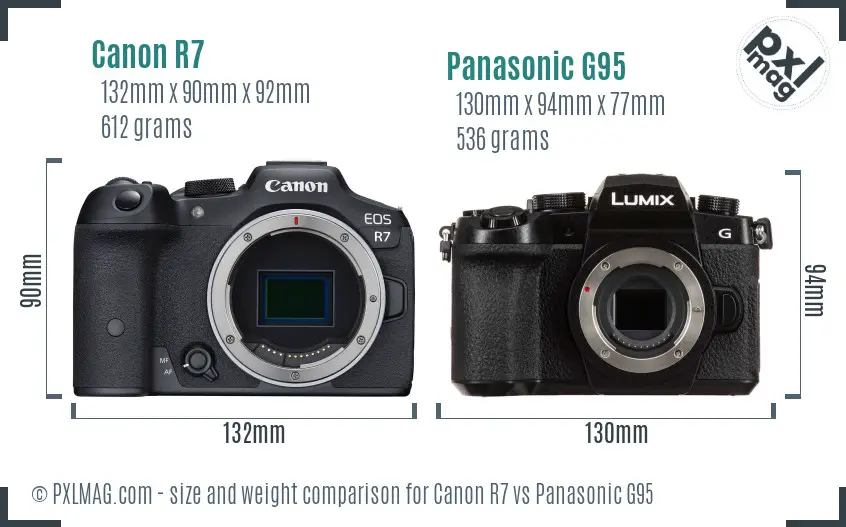 Canon R7 vs Panasonic G95 size comparison