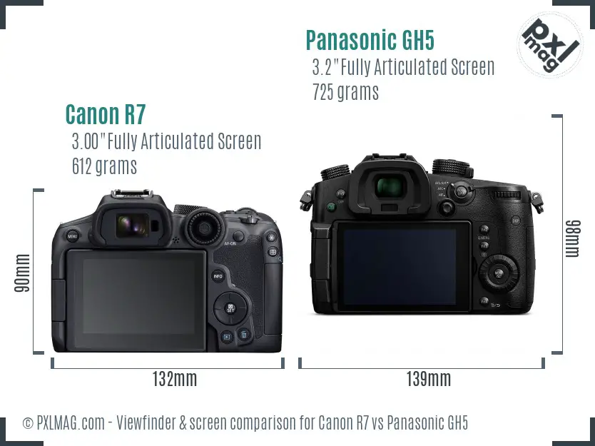 Canon R7 vs Panasonic GH5 Screen and Viewfinder comparison