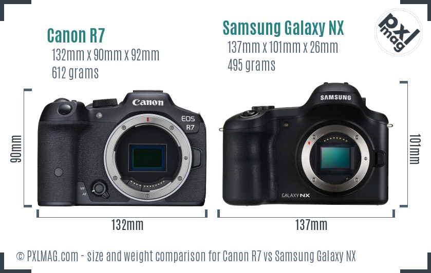 Canon R7 vs Samsung Galaxy NX size comparison