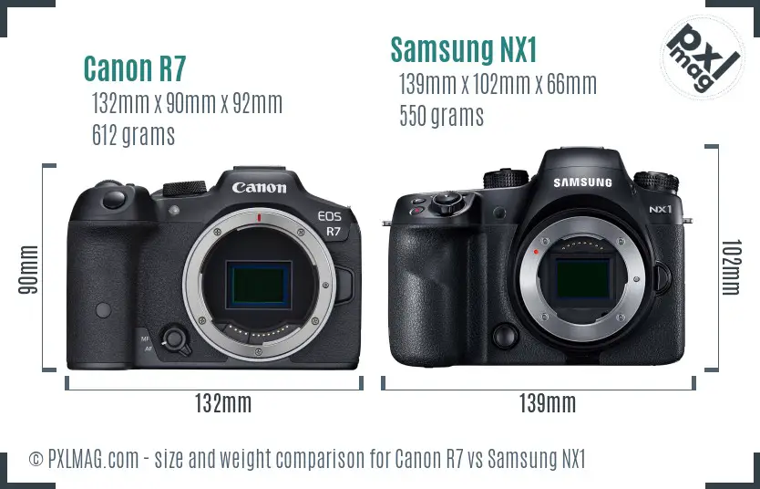 Canon R7 vs Samsung NX1 size comparison