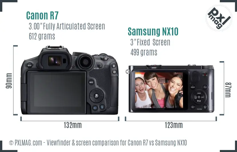 Canon R7 vs Samsung NX10 Screen and Viewfinder comparison