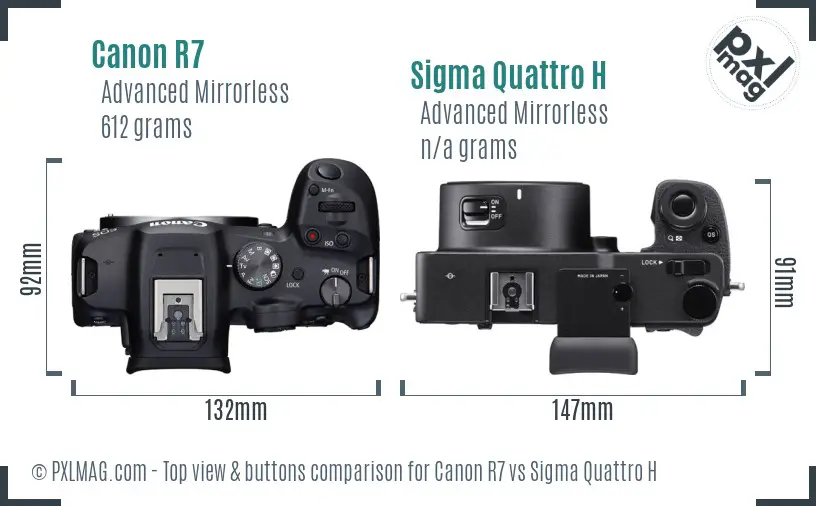 Canon R7 vs Sigma Quattro H top view buttons comparison