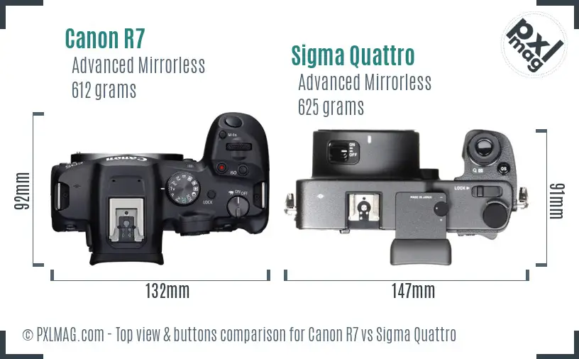 Canon R7 vs Sigma Quattro top view buttons comparison