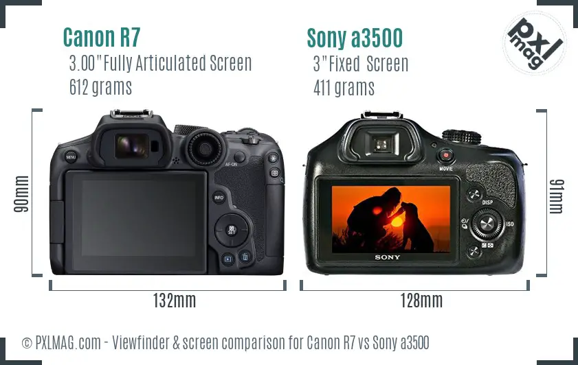 Canon R7 vs Sony a3500 Screen and Viewfinder comparison Canon R7 vs Sony a3500 Screen and Viewfinder comparison