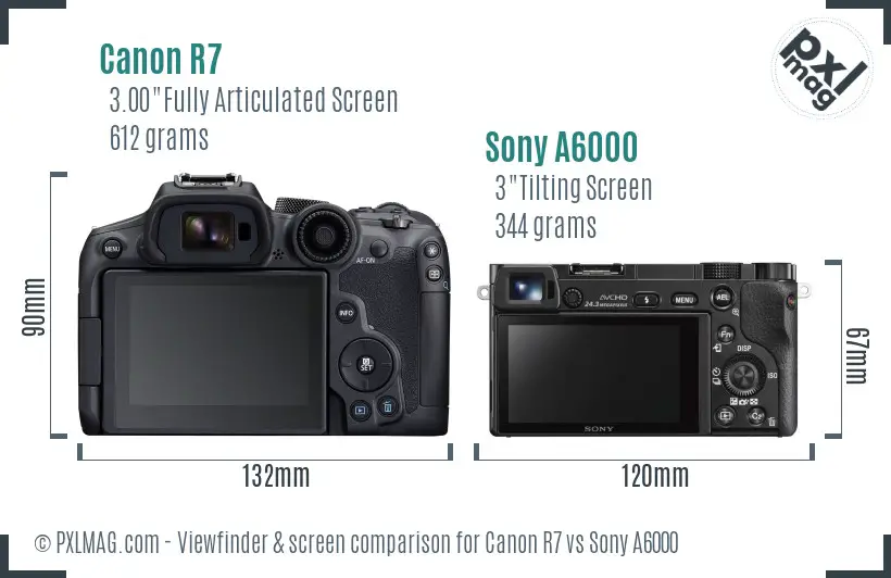 Canon R7 vs Sony A6000 Screen and Viewfinder comparison