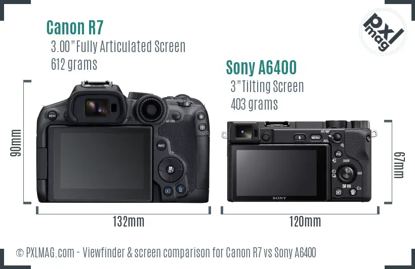 Canon R7 vs Sony A6400 Screen and Viewfinder comparison