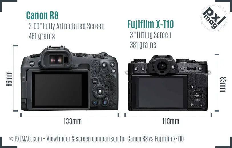 Canon R8 vs Fujifilm X-T10 Screen and Viewfinder comparison Canon R8 vs Fujifilm X-T10 Screen and Viewfinder comparison