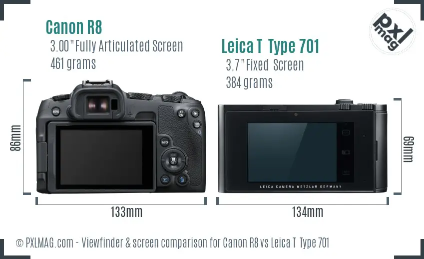 Canon R8 vs Leica T  Type 701 Screen and Viewfinder comparison