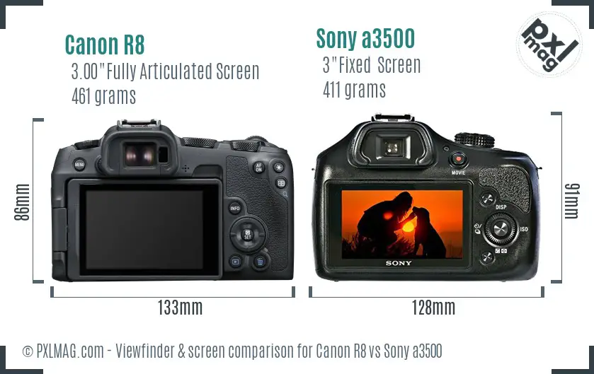 Canon R8 vs Sony a3500 Screen and Viewfinder comparison