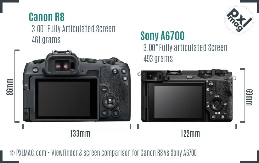 Canon R8 vs Sony A6700 Screen and Viewfinder comparison