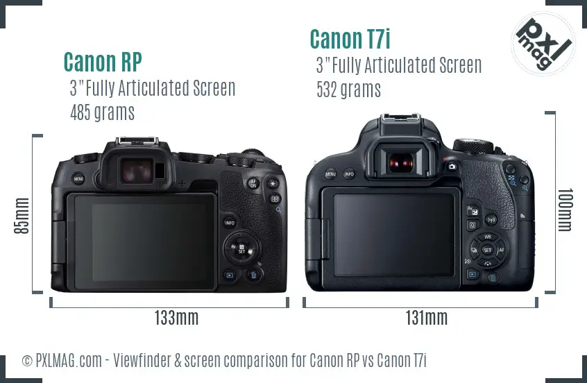 Canon RP vs Canon T7i Screen and Viewfinder comparison Canon RP vs Canon T7i Screen and Viewfinder comparison