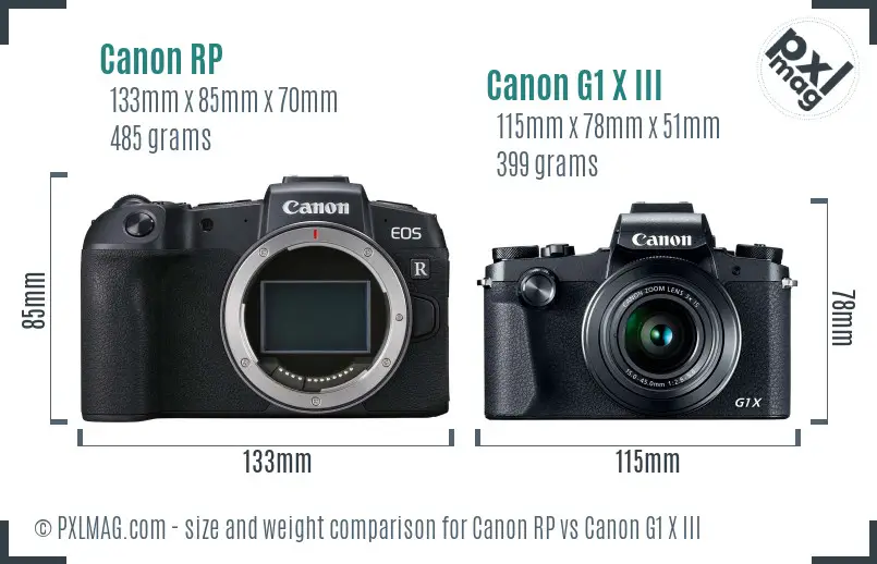 Canon RP vs Canon G1 X III size comparison Canon RP vs Canon G1 X III size comparison