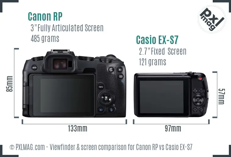 Canon RP vs Casio EX-S7 Screen and Viewfinder comparison
