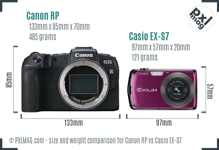 Canon RP vs Casio EX-S7 size comparison