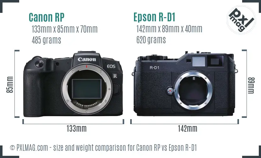 Canon RP vs Epson R-D1 size comparison
