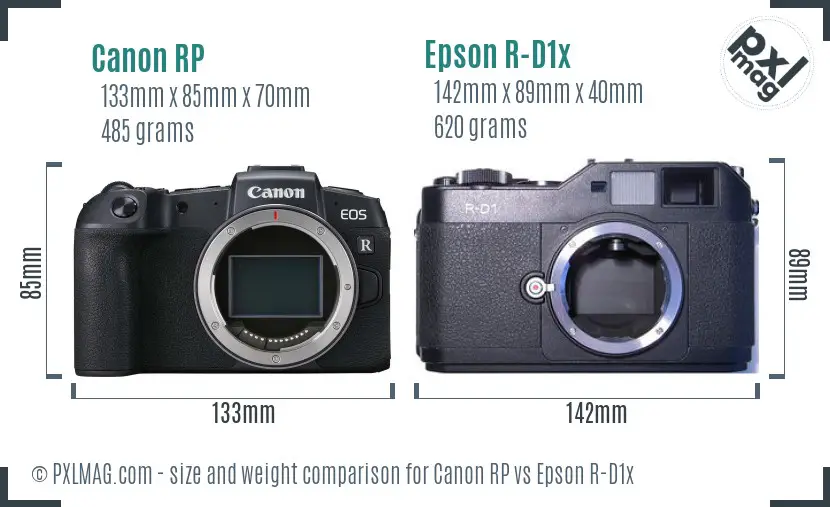 Canon RP vs Epson R-D1x size comparison