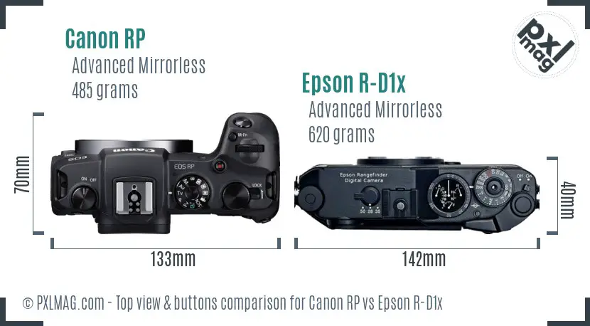 Canon RP vs Epson R-D1x top view buttons comparison
