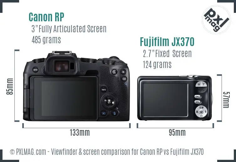 Canon RP vs Fujifilm JX370 Screen and Viewfinder comparison