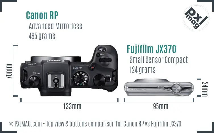 Canon RP vs Fujifilm JX370 top view buttons comparison