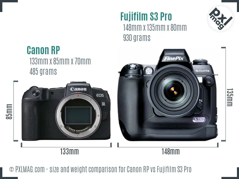 Canon RP vs Fujifilm S3 Pro size comparison