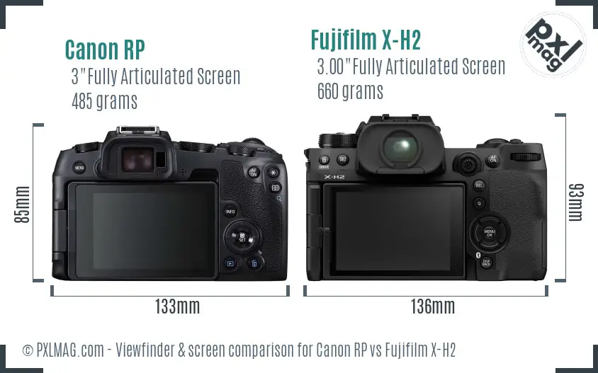 Canon RP vs Fujifilm X-H2 Screen and Viewfinder comparison