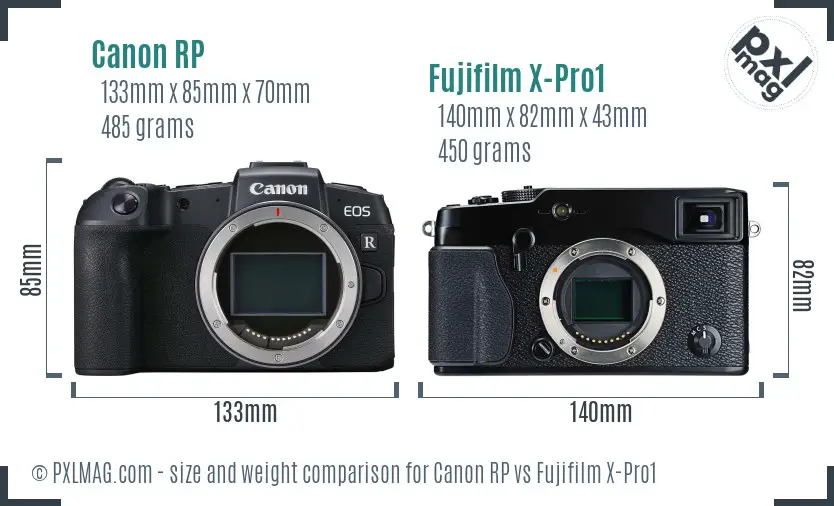 Canon RP vs Fujifilm X-Pro1 size comparison