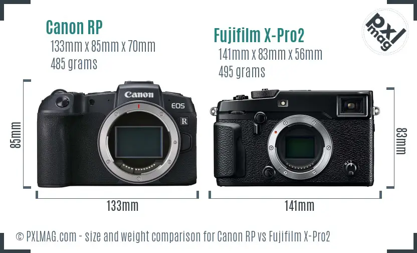 Canon RP vs Fujifilm X-Pro2 size comparison
