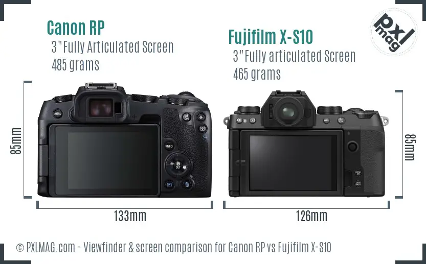Canon RP vs Fujifilm X-S10 Screen and Viewfinder comparison