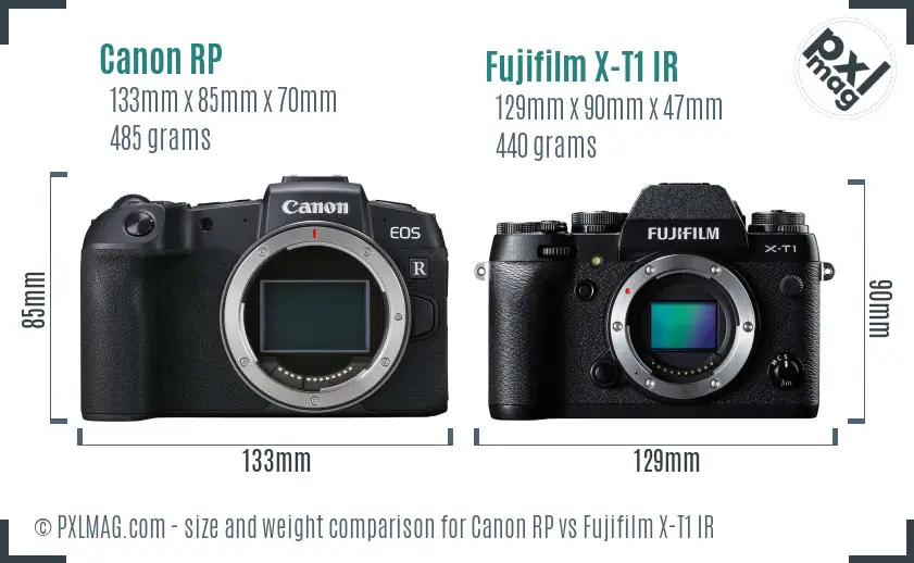Canon RP vs Fujifilm X-T1 IR size comparison