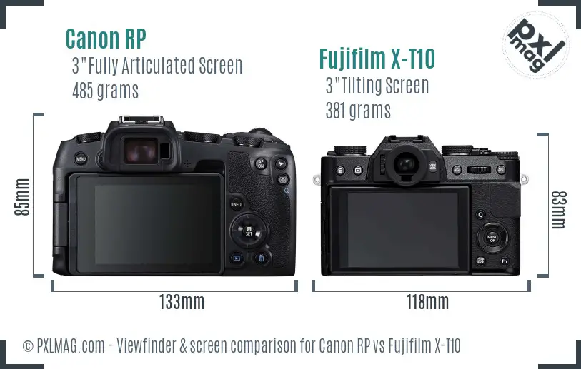Canon RP vs Fujifilm X-T10 Screen and Viewfinder comparison Canon RP vs Fujifilm X-T10 Screen and Viewfinder comparison